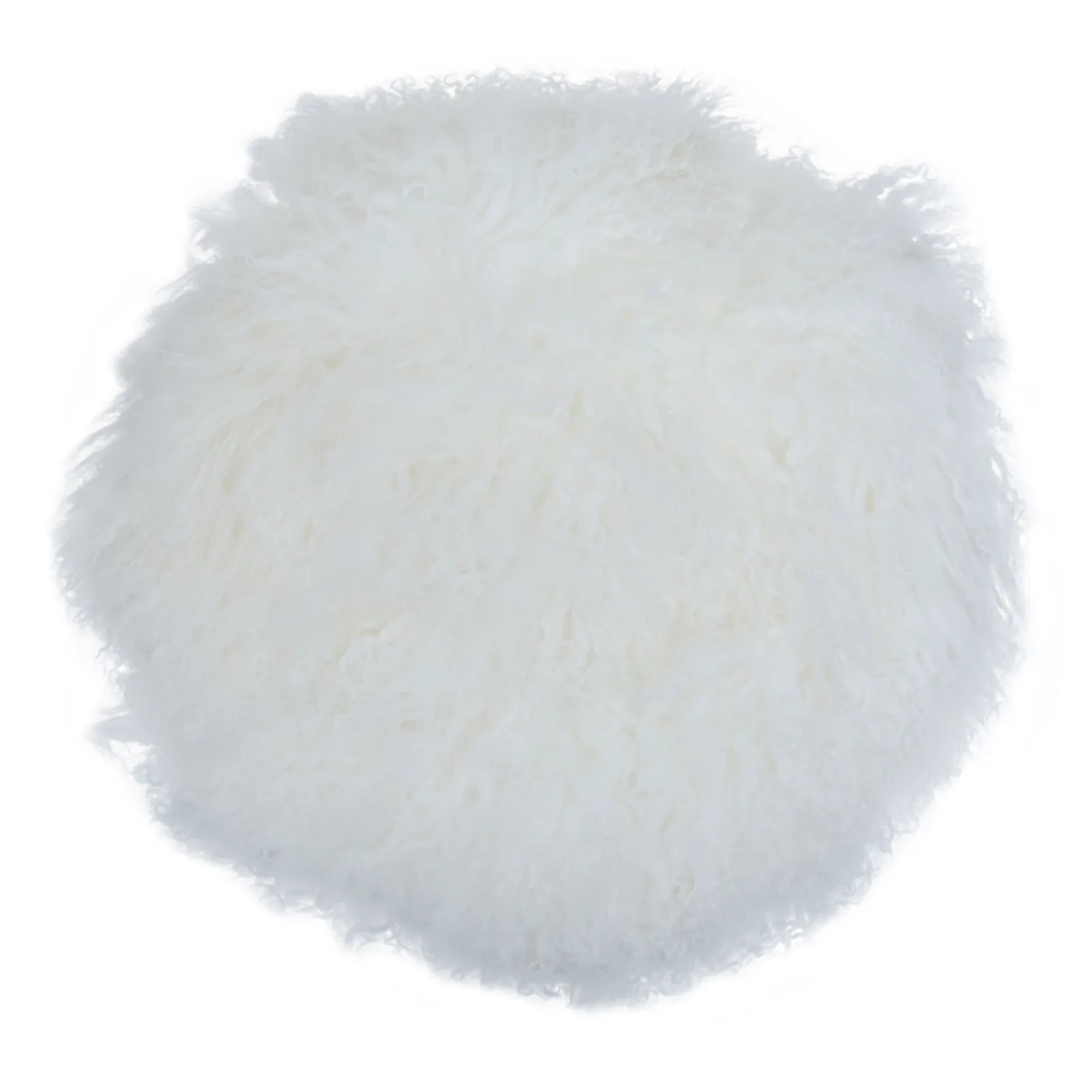 Orsina Bosie Mongolian Fur White Round Cushion