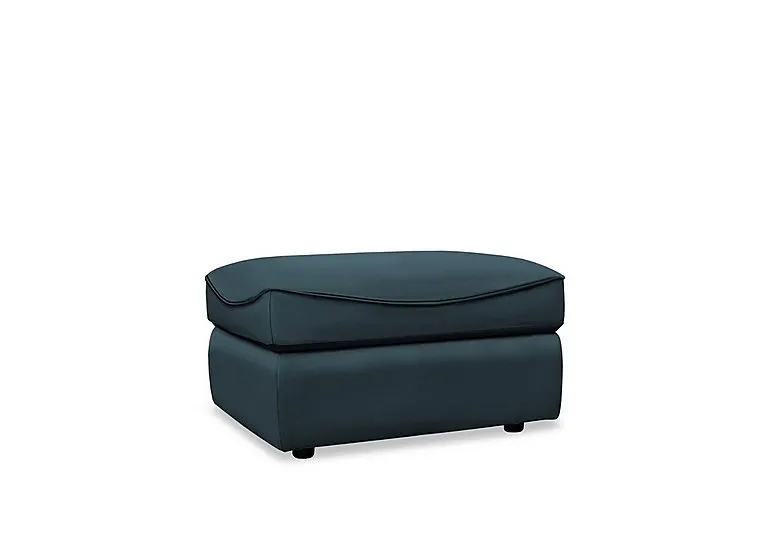 Amesbury Leather Footstool - Cambridge Navy