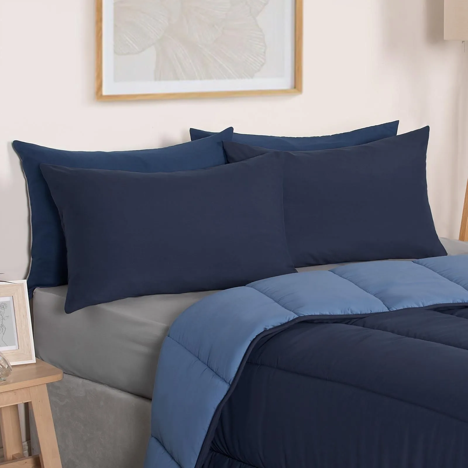 OHS Soft Coverless 10.5 TOG Duvet Set Pillowcase Quilted Cover in Blue