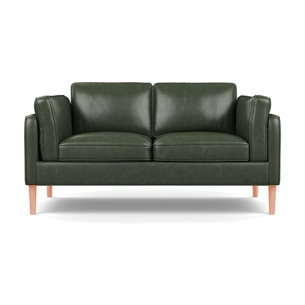 Heal's Sonno 2 Str Sofa Stonewash Leather Vint. Green 278 Natural Feet 1