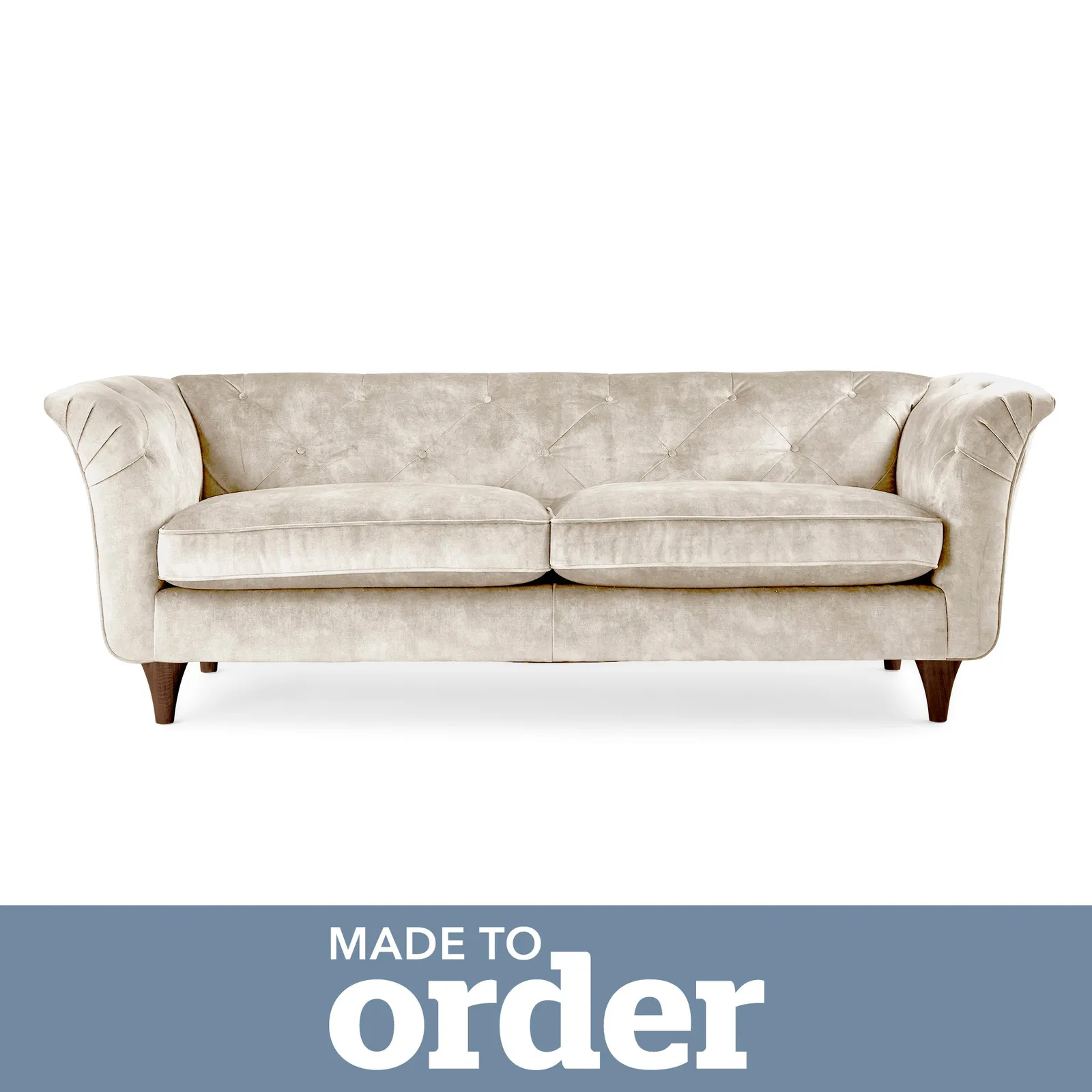 Jaipur 3 Seater Sofa Slub Velvet Slub Velvet Natural