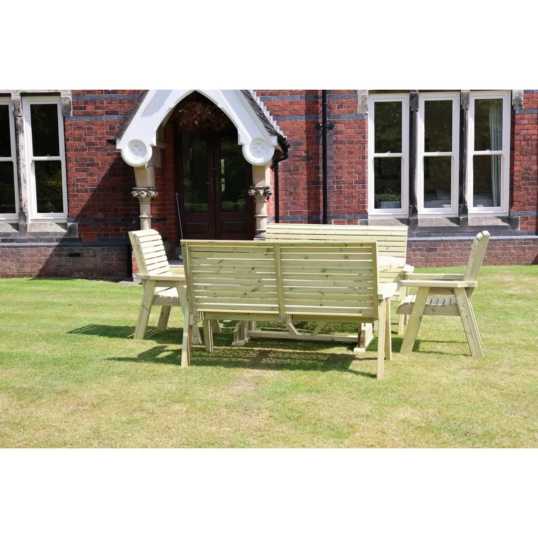 Churnet Valley Garden Furniture Ltd Ergo Dining Table Set with 2 Bench & 2 Chair - Min. Assembly Required in Brown 4