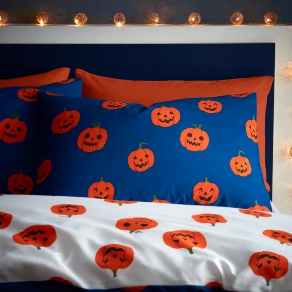Catherine Lansfield Halloween Pumpkins Polycotton Duvet Cover and Pillowcase Set 2