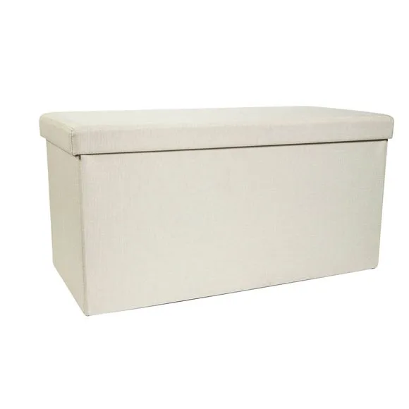 Faux Linen Rectangular Ottoman 5