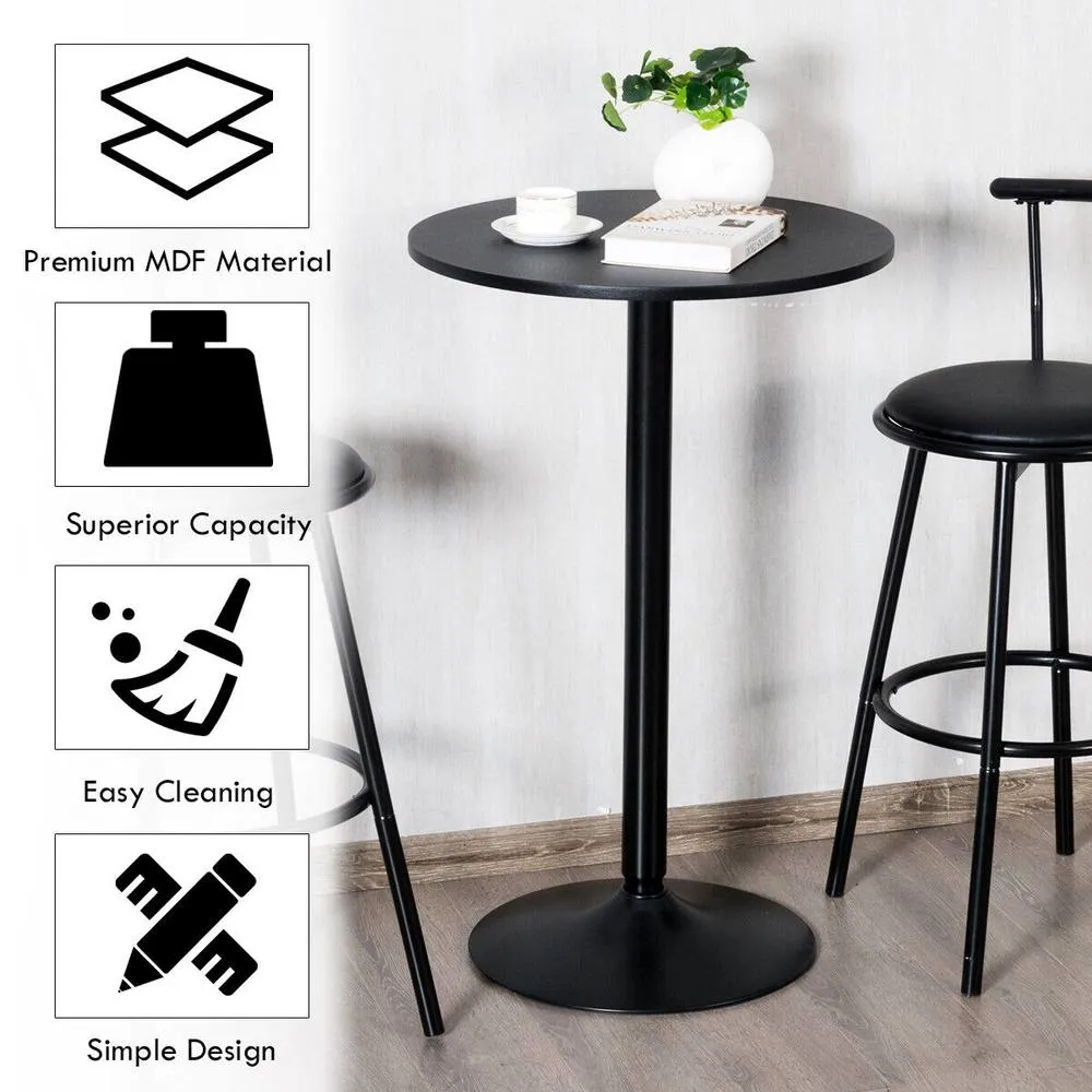 Costway Round Bar Table Counter Bistro Pub Table for Restaurant Kitchen in Black 5