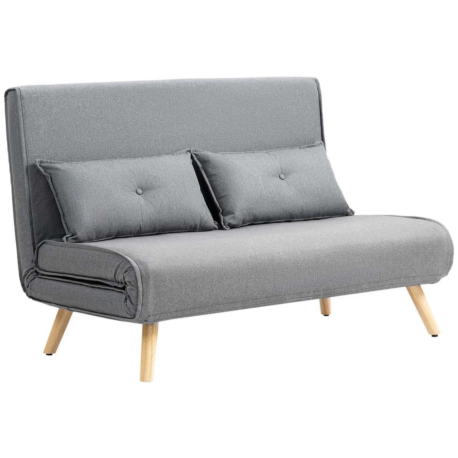 HOMCOM Click Clack Sofa Bed, 2 Seater Bed Settee for Living Room in Grey 2