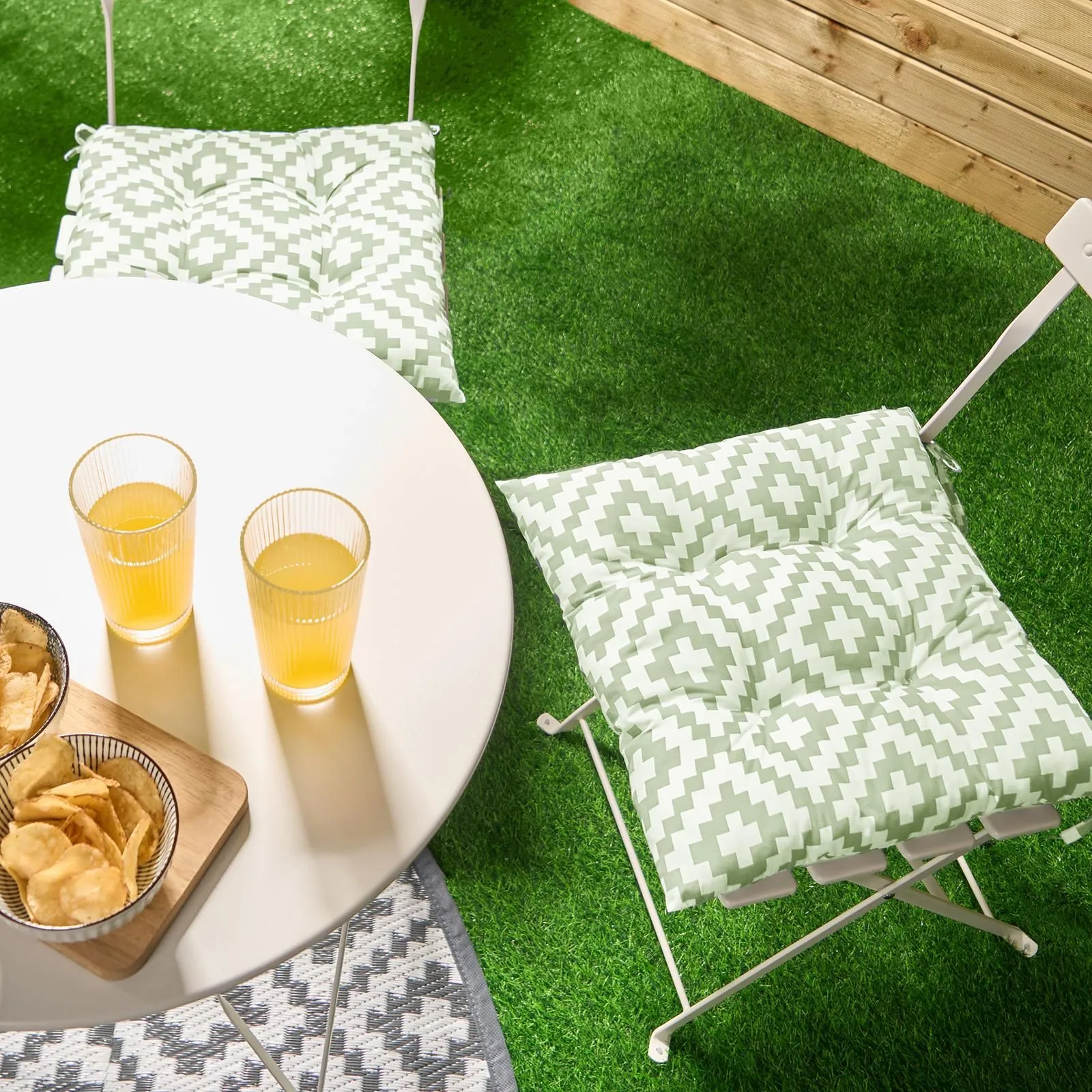 OHS 2 Pack Seat Pads Water Resistant Garden Chairs Cover Outdoor Cushions in Green