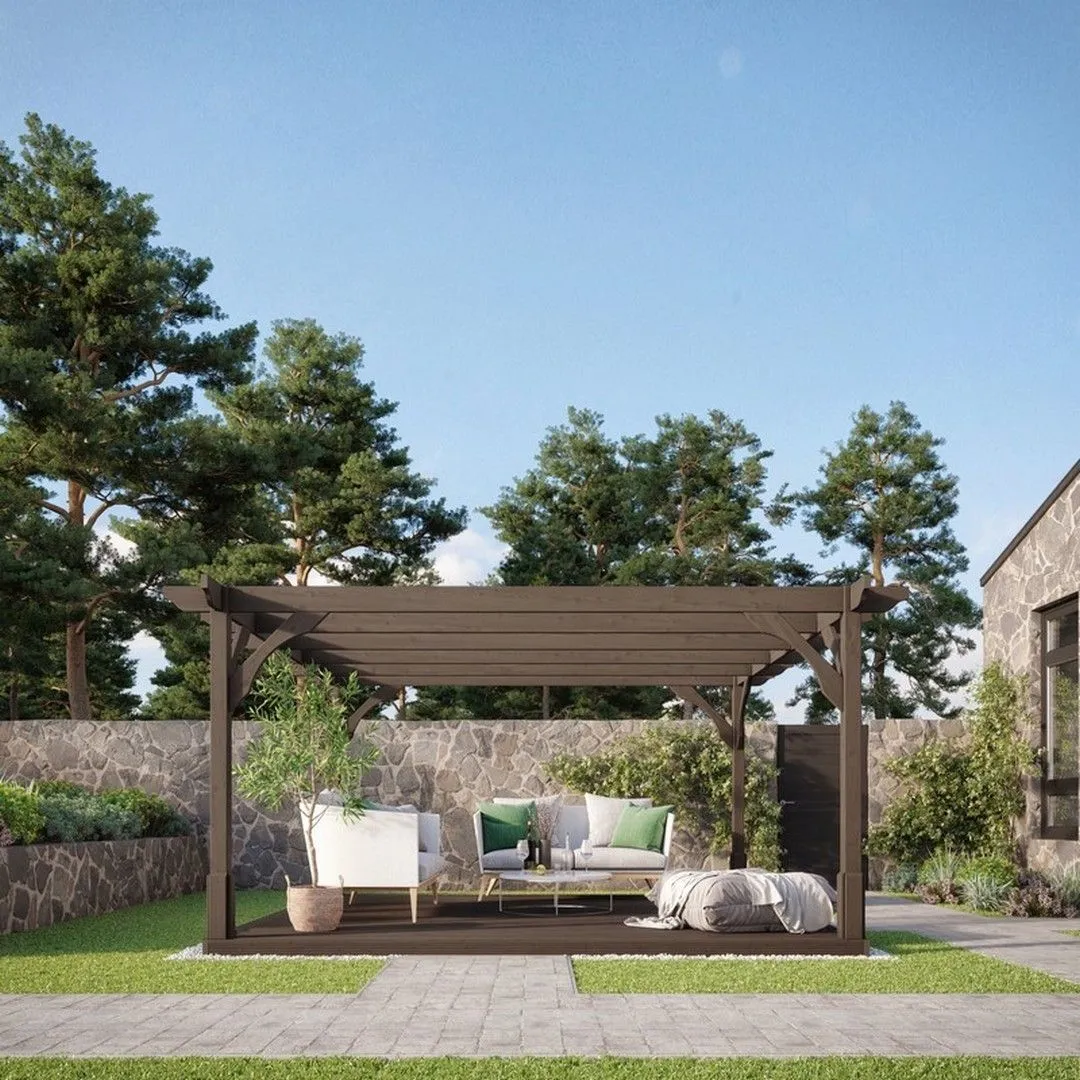 Rutland County Garden Furniture Ltd Premium Pergola & Decking Kit, Wood, L240 x W240 cm, Light Green in Brown 3