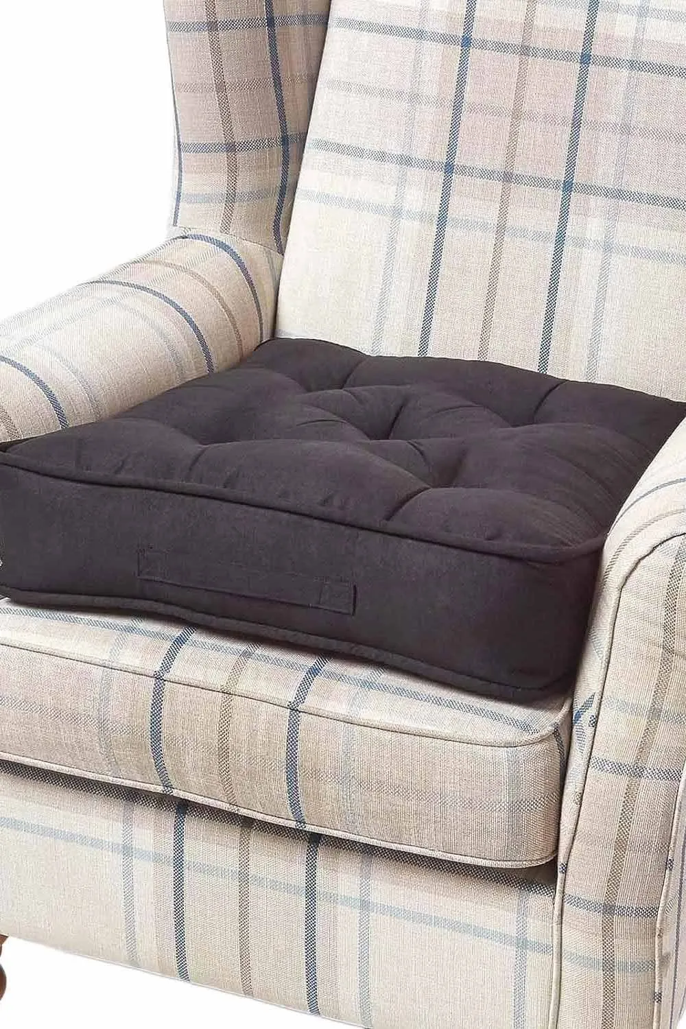 Homescapes Faux Suede Armchair Booster Cushion in Black 1