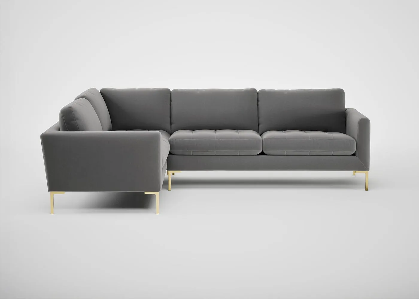 Heal's Eton Left Hand Facing Corner Sofa Smart Velvet Mercury Brass Feet 1