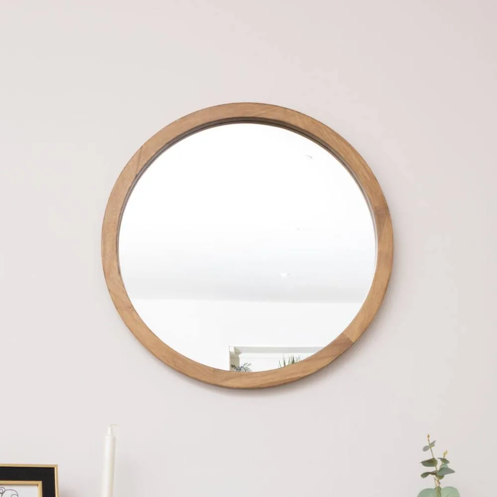 Melody Maison Round Dark Wood Frame Mirror - 55cm in Brown 6