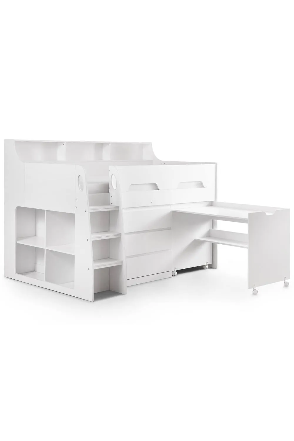 Julian Bowen Jupiter Midsleeper Cabin Bed with Desk in White 3