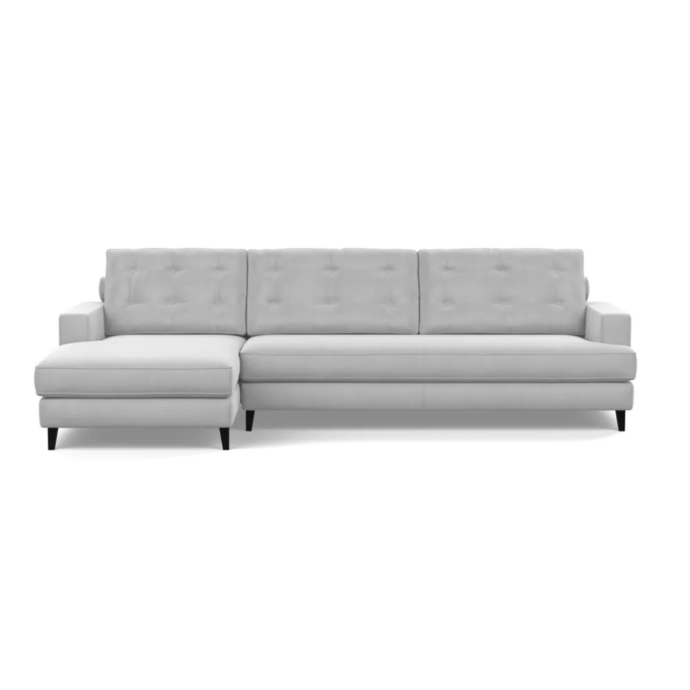 Heal's Mistral Left Hand Facing Corner Sofa Velvet Platinum Black Feet