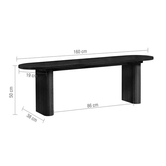 Axel Fluted Oval Dining Table with 2 Benches 6