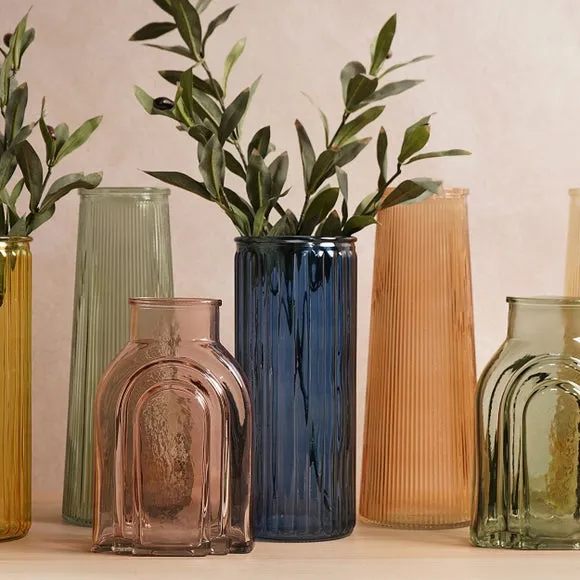 Hestia Cylindrical Ribbed Glass Vase 5