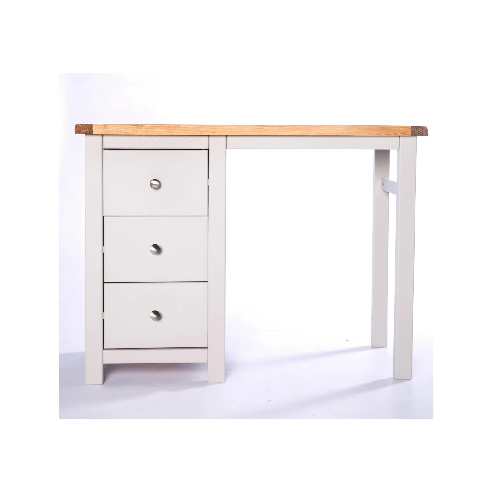 Cabinet Bits Argenta 3 Drawer Dressing Table Set Chrome Knob in Light Grey 2