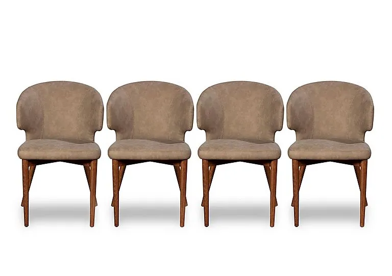 Pien Set of 4 Faux Leather Dining Chairs with Wooden Legs - In Time for Christmas