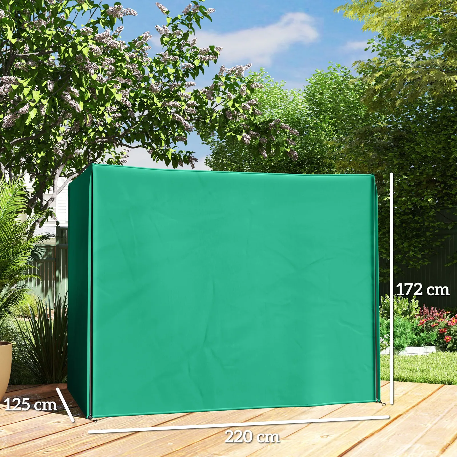 OUTSUNNY 3 Seater Garden Swing Cover, Windproof & Anti-UV, Green 3
