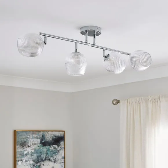 Cassia Ribbed 4 Light Adjustable Semi Flush Spotlight 3