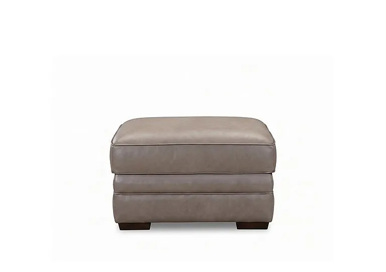 Carrick Rectangular Leather Footstool - Mushroom - Living Room Furniture