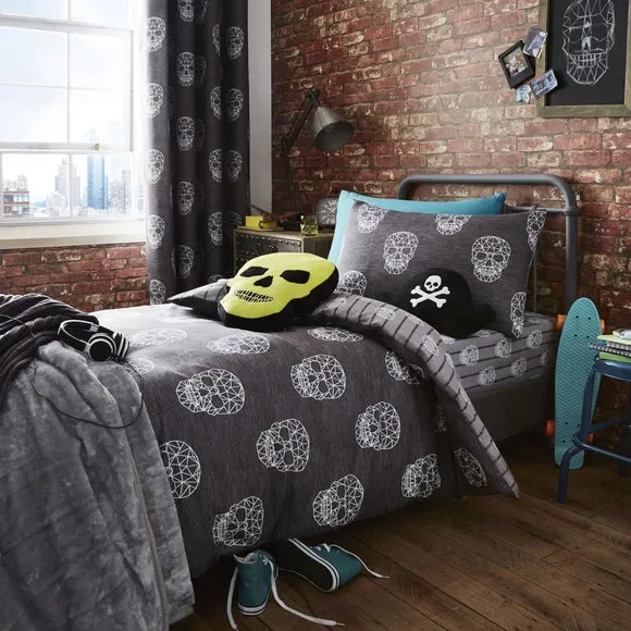 Catherine Lansfield Green Skulls Cushion 2