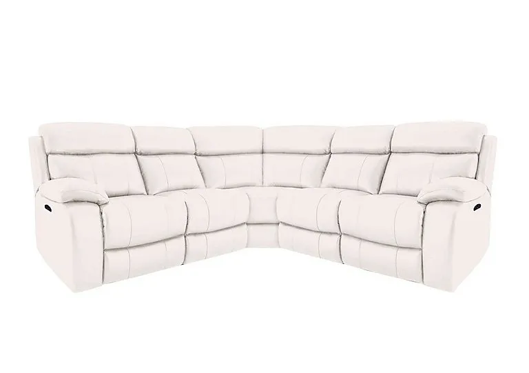 Moreno Leather Power Recliner Corner Sofa with Power Headrests - BV Star White