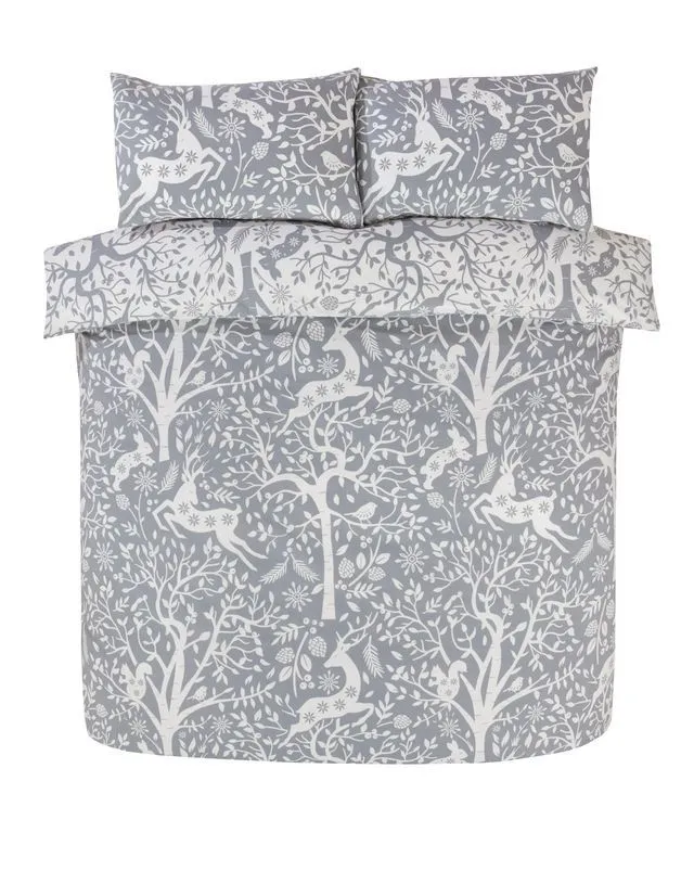 Rapport Home Tatton Polycotton Duvet Cover Set With Pillowcase in Grey 2