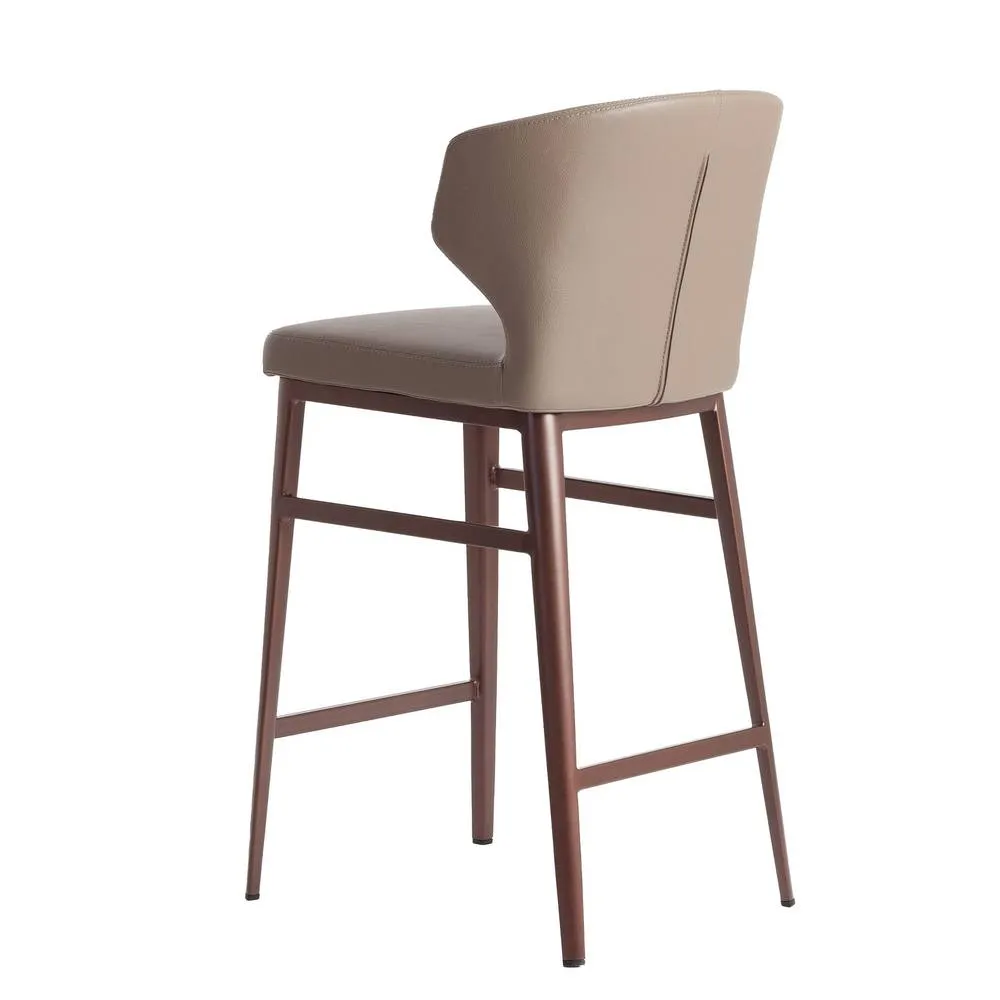 Angel Cerda Dark Mink Leatherette Stool Bronze Stainless Steel in Fawn 6