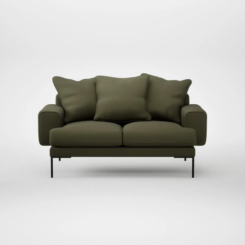 Heal's Torrington 2 Seater Sofa Smart Cotton Linen Myrtle Black Feet 2