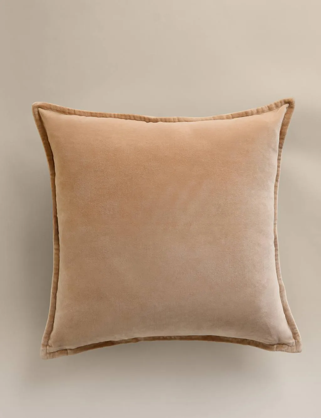 M&S Pure Cotton Velvet Cushion Biscuit