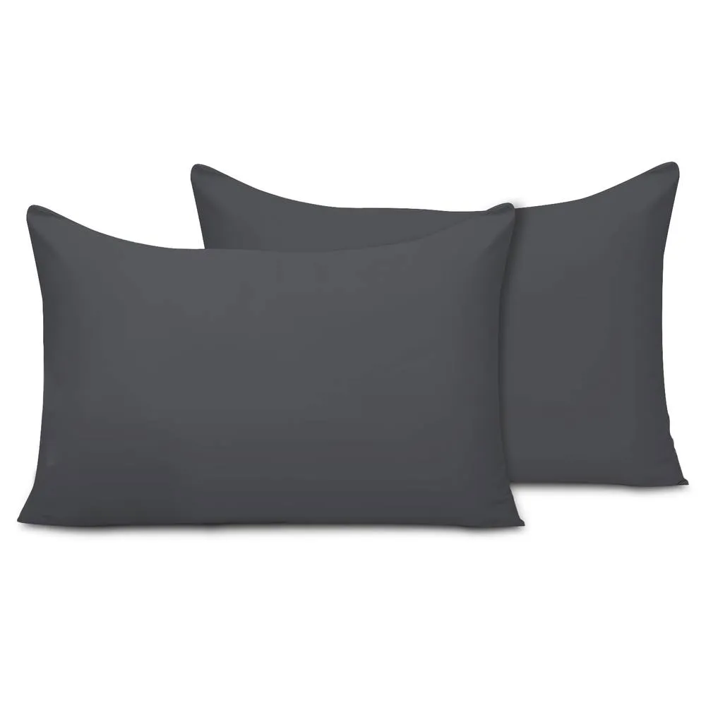 Grace Microfiber Pillow Covers Pack of 2 Soft & Breathable in Charcoal