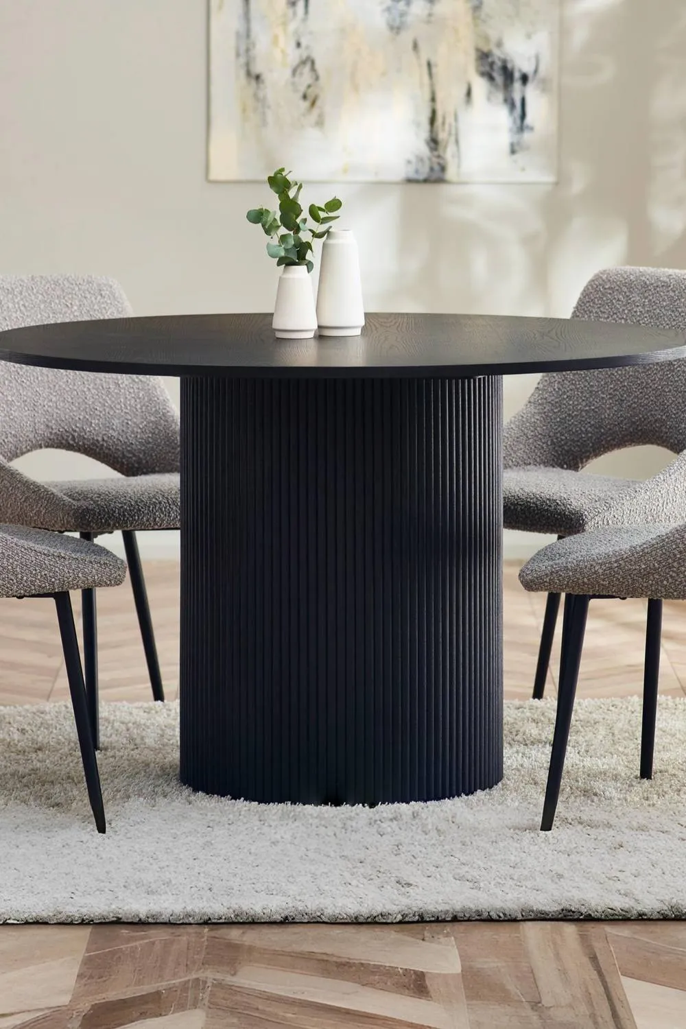 Julian Bowen Louis Fluted Round 4 Seater Dining Table in Black