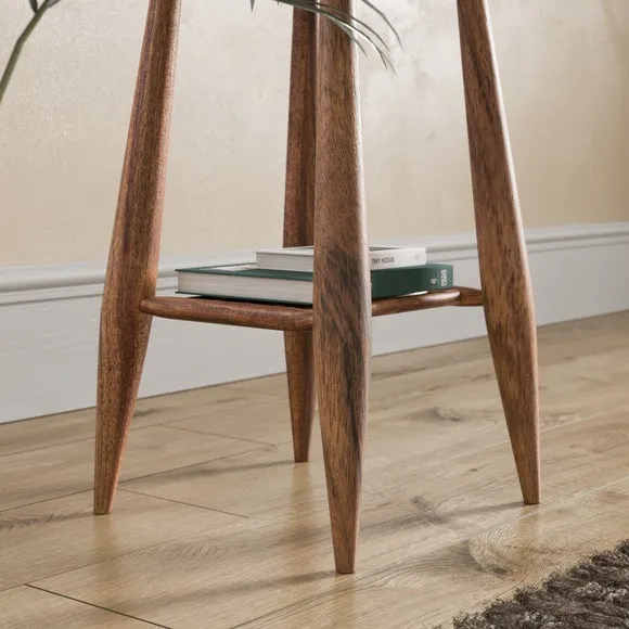 Haider Side Table with Shelf, Acacia Wood 5