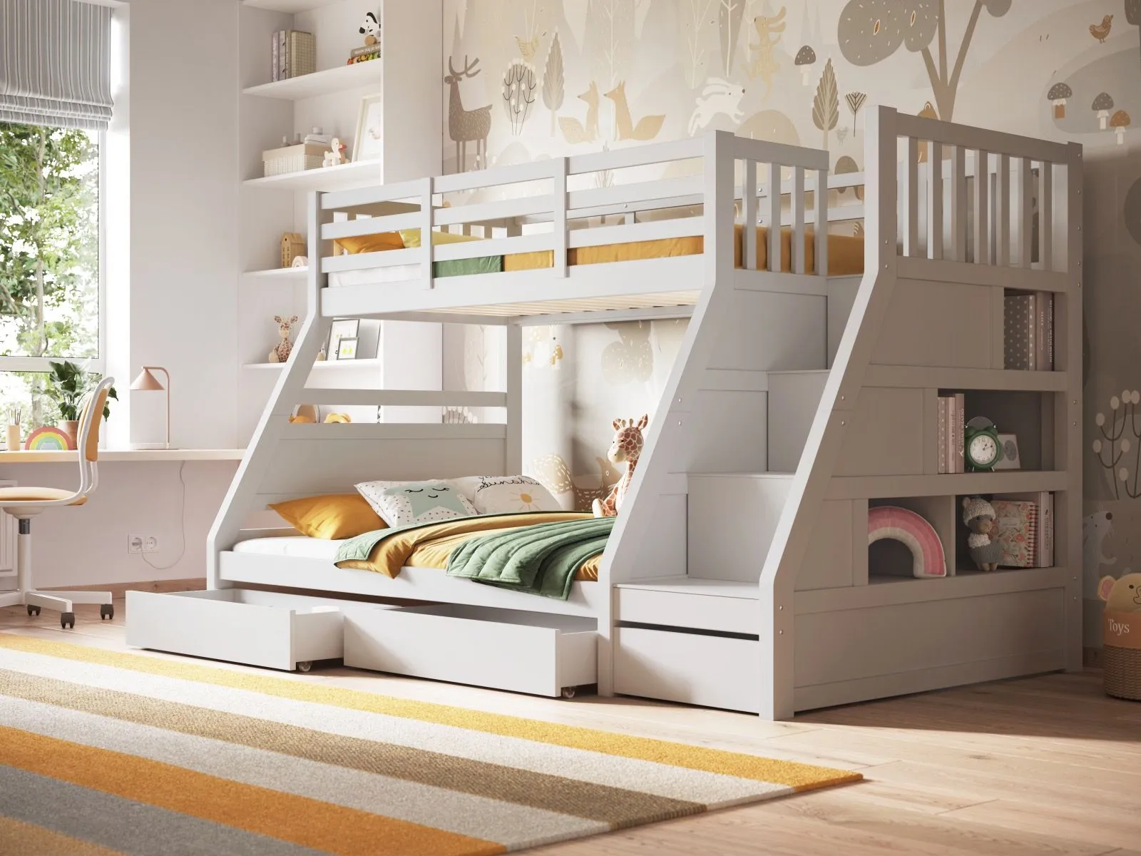 Flair Lunar Wooden Triple Bunk Bed in White 1
