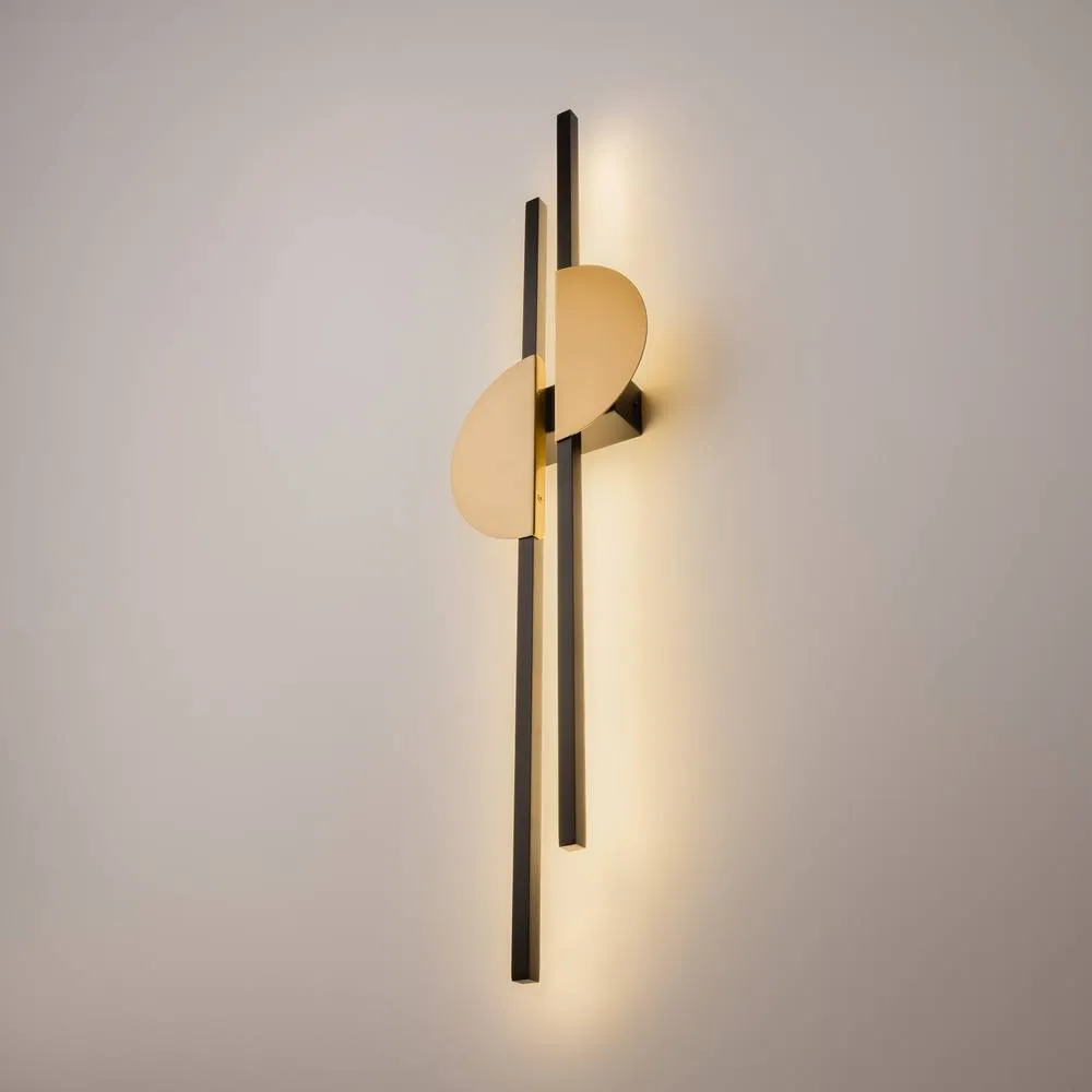 Netlighting Skyline II Modern Wall Lamp Black 4000K 700lm Brass Shade 2