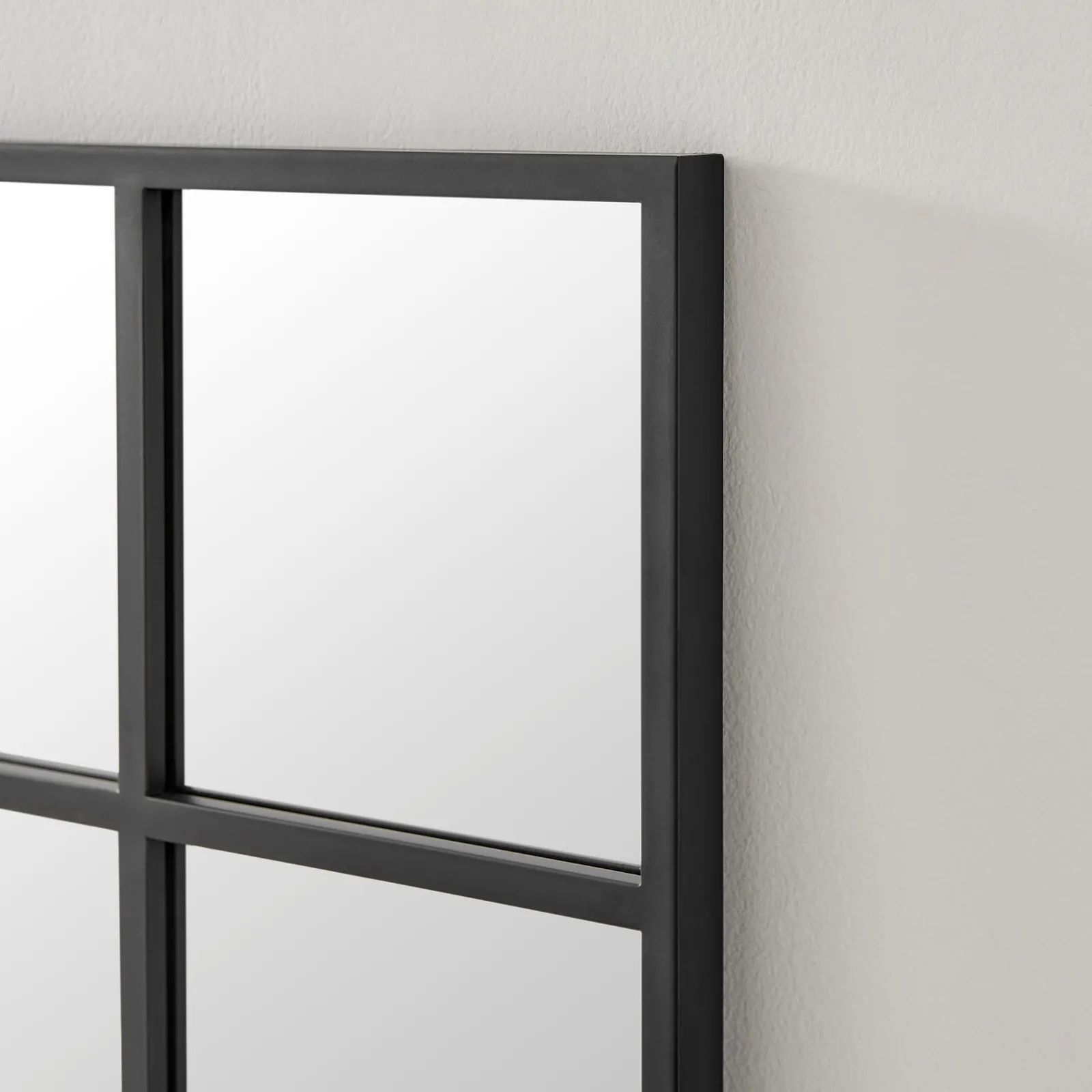 FurnitureboxUK Yoko Medium Black Industrial Frame Window Wall Mirror 3