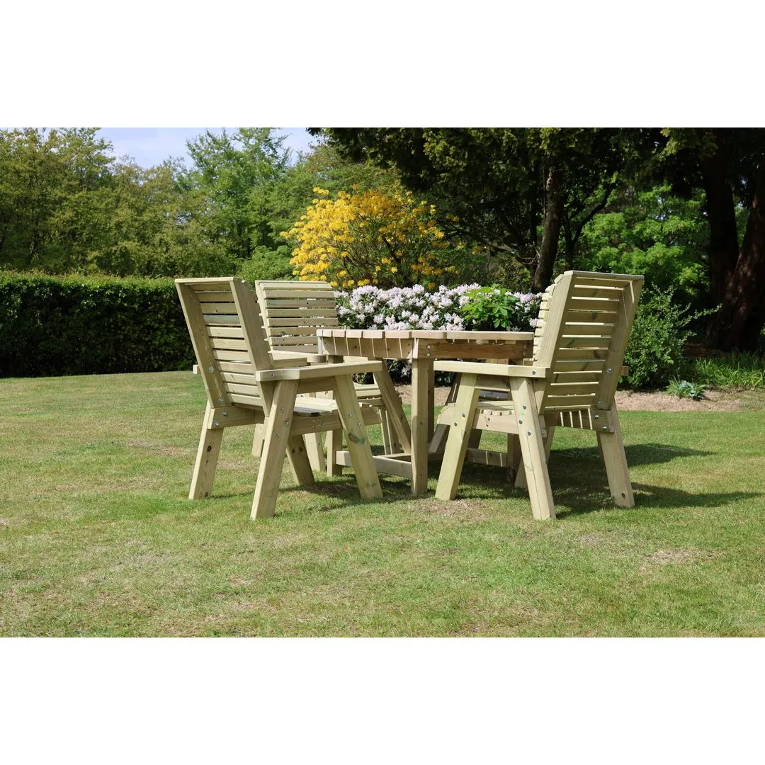 Churnet Valley Garden Furniture Ltd Ergo 4 Seater Round Table Set - Timber - Partially Assembled in Brown 2