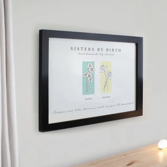 Personalised Birth Flower Family of 2 Framed Print 2