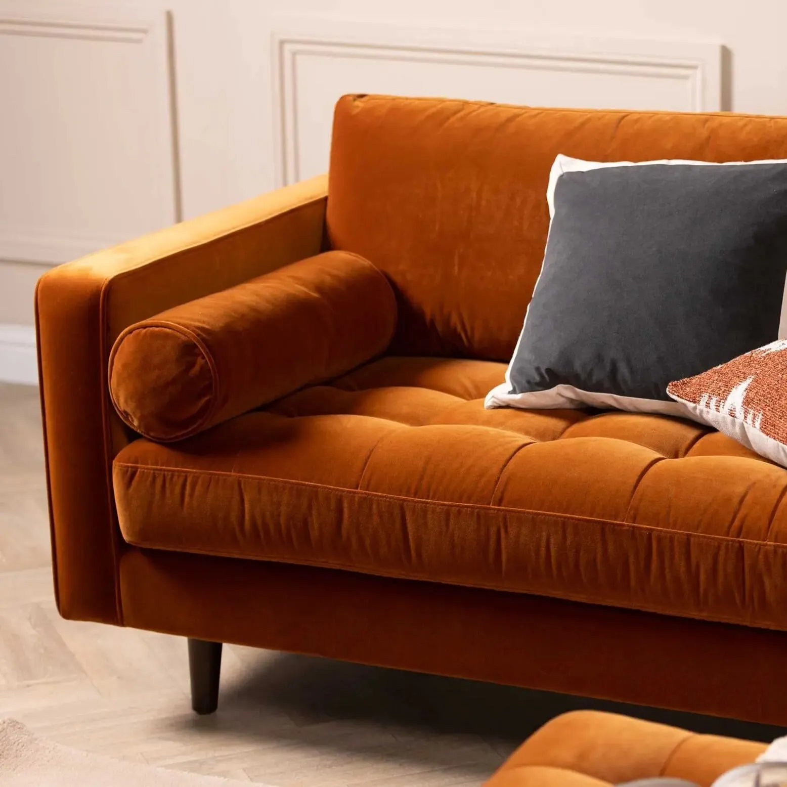 Hemingway Large 2 Seater Sofa, Orange Velvet | Barker & Stonehouse 3