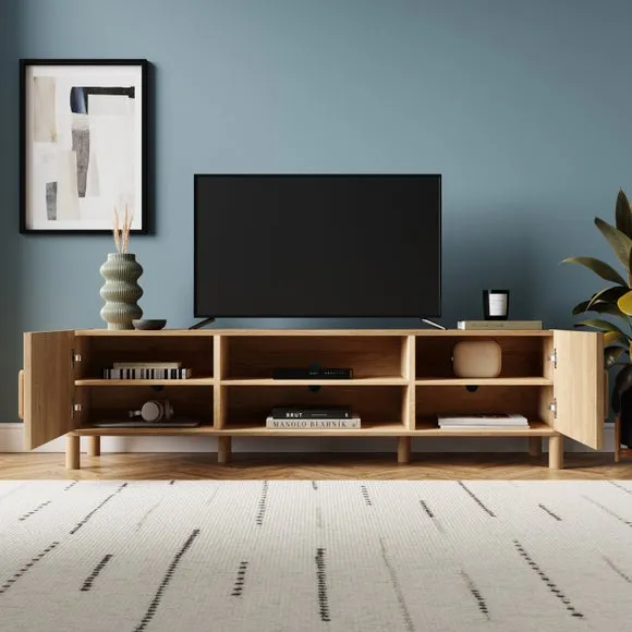 Hatton Extra Wide TV Unit For TVs Up To 75", Oak Effect 2
