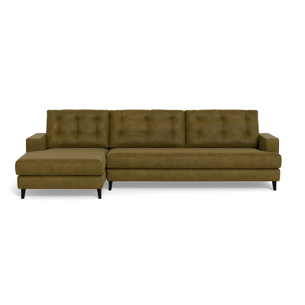 Heal's Mistral Left Hand Facing Corner Sofa Smart Luxe Velvet Peridot Black Beech Feet 1