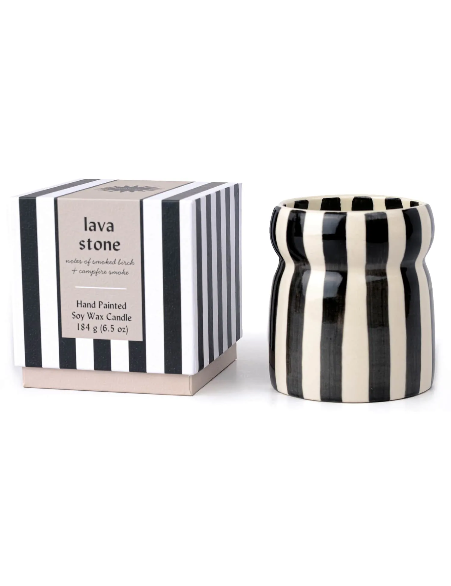 Paddywax Cabana Lave Stone Striped Ceramic Boxed Candle 184g No Colour