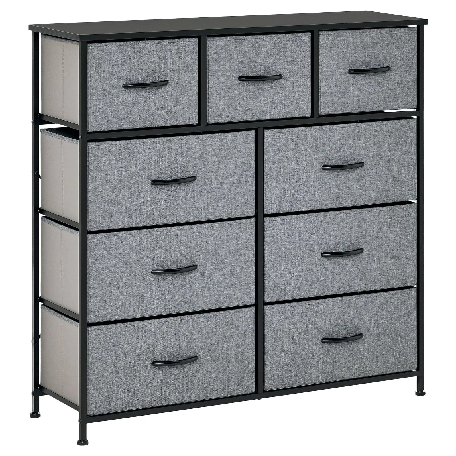 HOMCOM 9 Drawers Storage Chest Dresser Storage Organizer Unit in Black 2