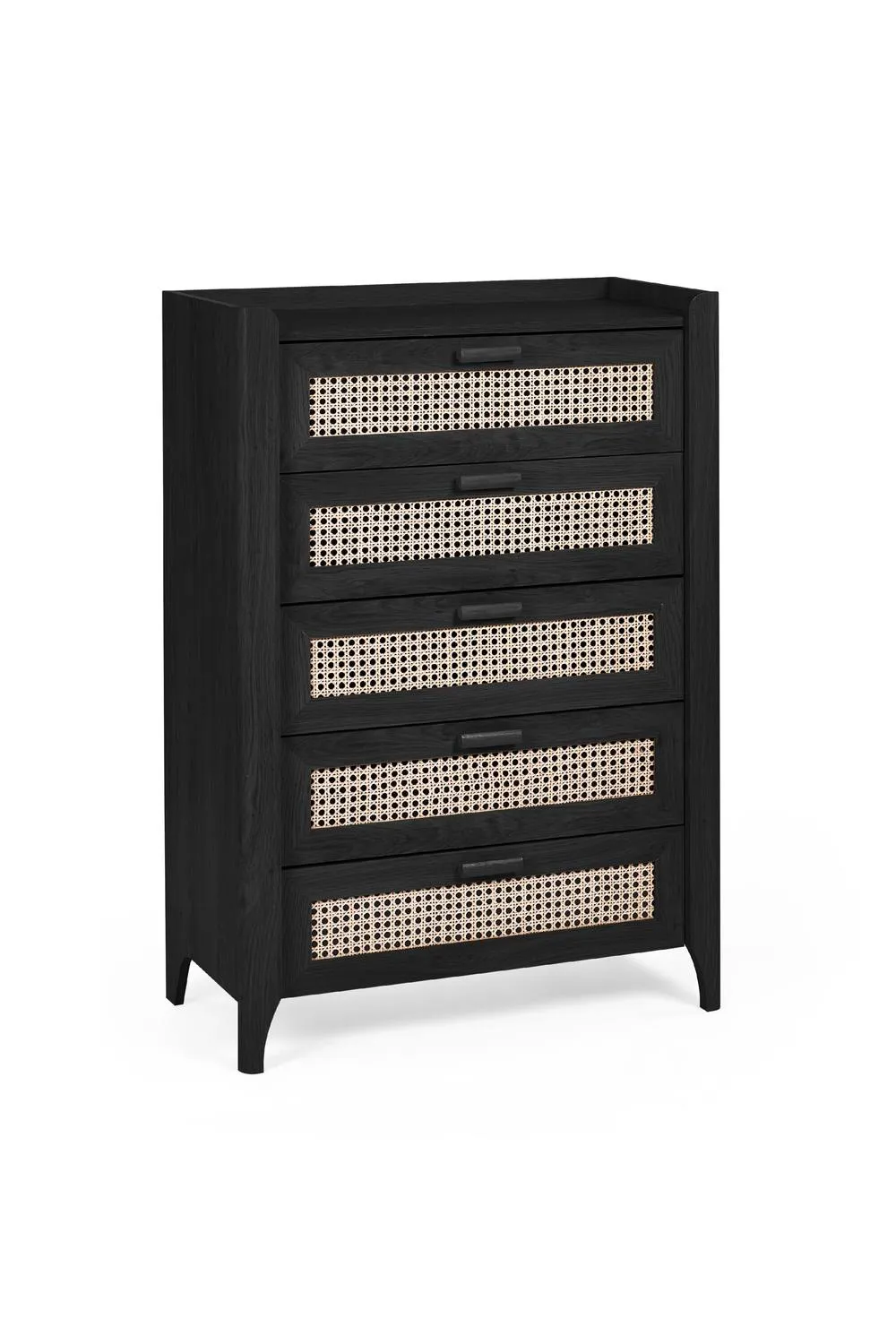 Julian Bowen Sydney Rattan Print 5 Drawer Chest in Black 2