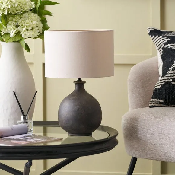 Pacific Lifestyle Kovu Matt Bronzed Round Ceramic Table Lamp