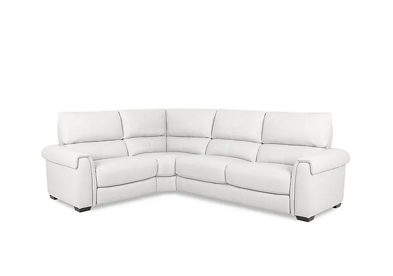 Nixon Leather Left Hand Facing Corner Sofa - BV Star White