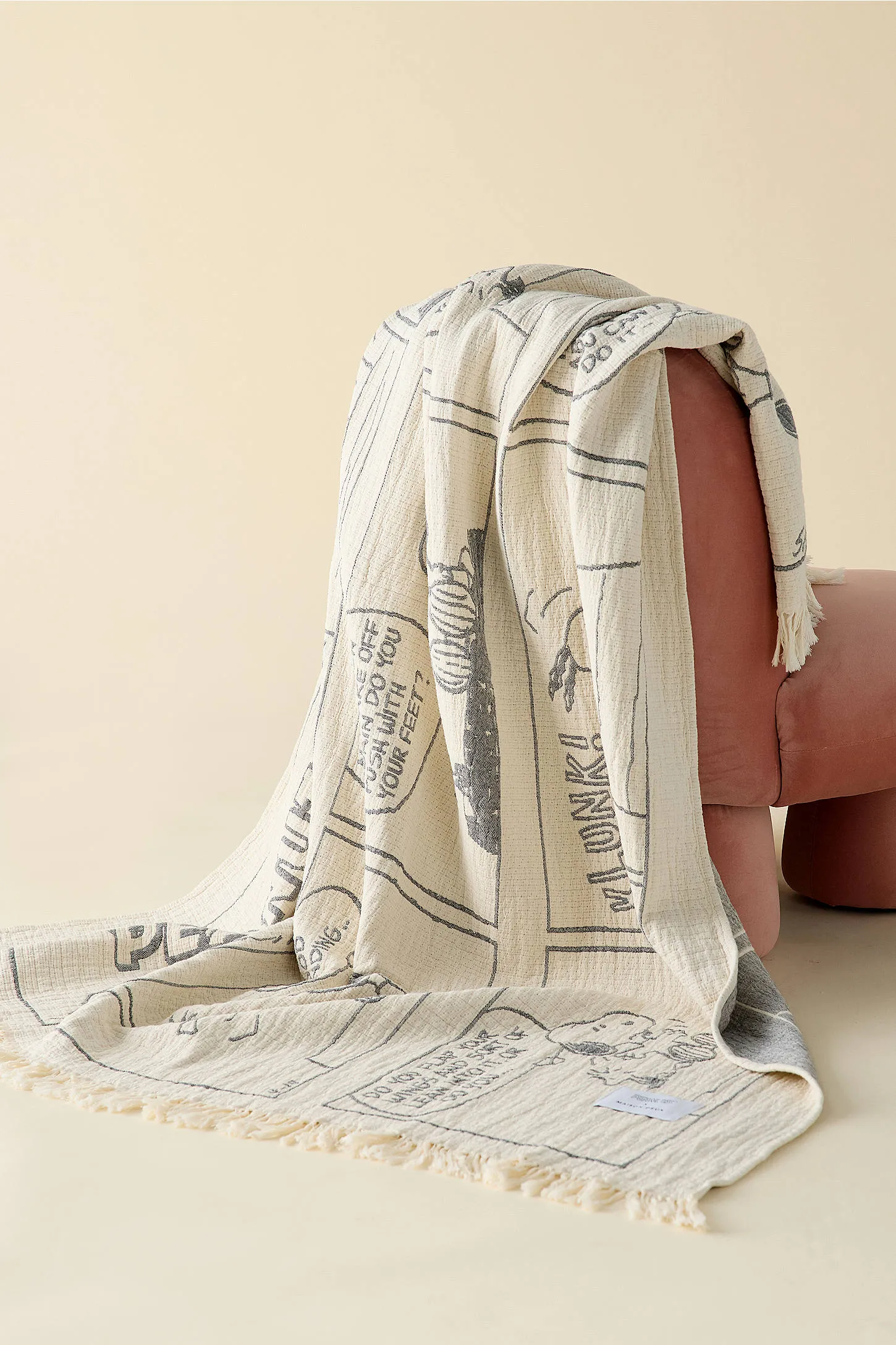 Maison Deux X Peanuts Snoopy Flight School Comic Strip Blanket ALL