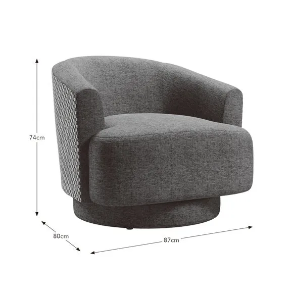Carmen Distressed Chenille Geometric Swivel Chair 5