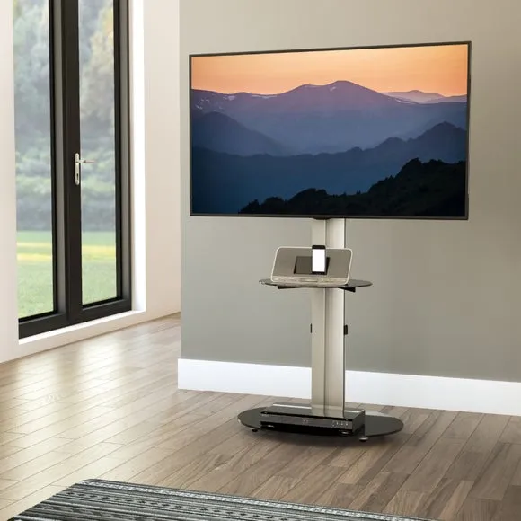 Eno Pedestal TV Stand with Shelf for TVs up to 55" 1