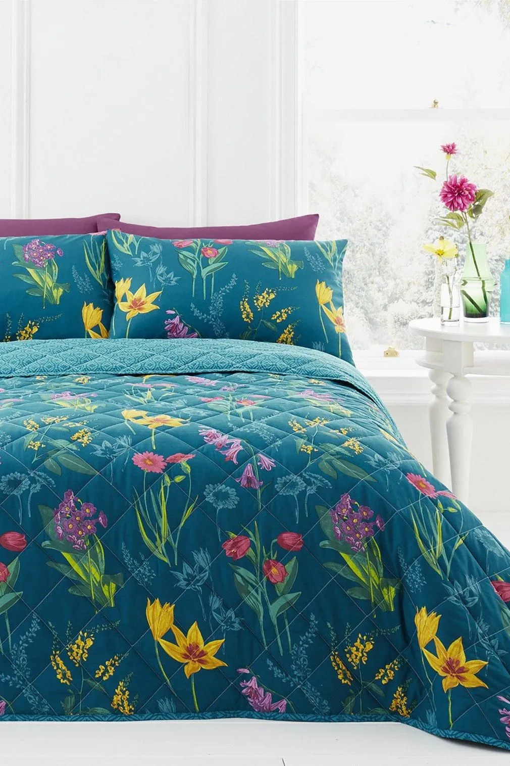 Dreams & Drapes 'Ingrid' Geo Print Foulard Duvet Cover Set in Teal 4